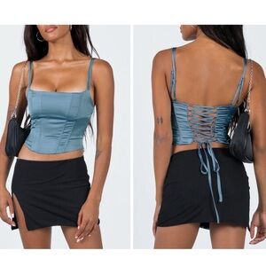 Princess Polly Zora Satin Corset Camisole Size 2 Blue